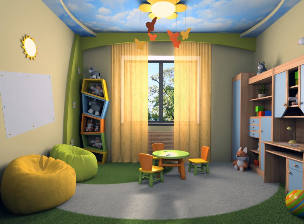Детская комната с пуфиками
